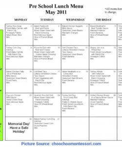 Best Daycare Lunch Menu Template Excel Sample