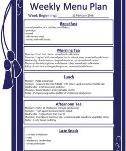 Best Daycare Weekly Menu Template Doc Example