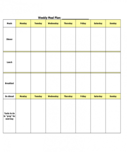 Best Weekly Dinner Menu Template Doc Example