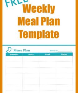 Best Weekly Dinner Menu Template Word