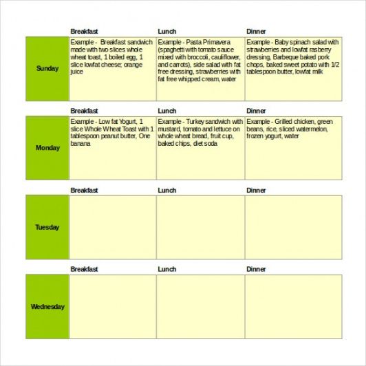 Costum Weekly Lunch Menu Template Doc