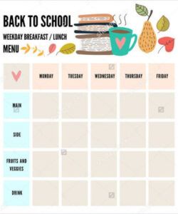 Daycare Lunch Menu Template Excel Sample