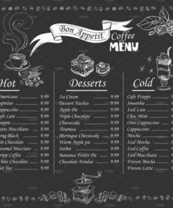 Editable Chalkboard Restaurant Menu Template Excel Example