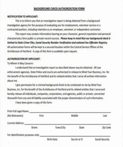 Editable Criminal Background Check Consent Form Template  Example