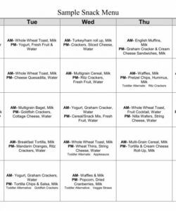 Editable Daycare Lunch Menu Template Doc