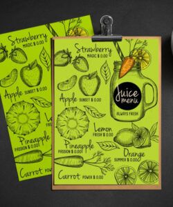 Editable Juice Bar Menu Template Word