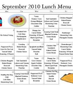 Editable School Breakfast And Lunch Menu Template  Sample