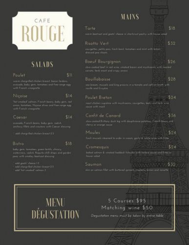 Free A La Carte Menu Template  Example