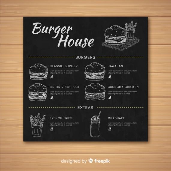 Free Chalkboard Restaurant Menu Template  Example