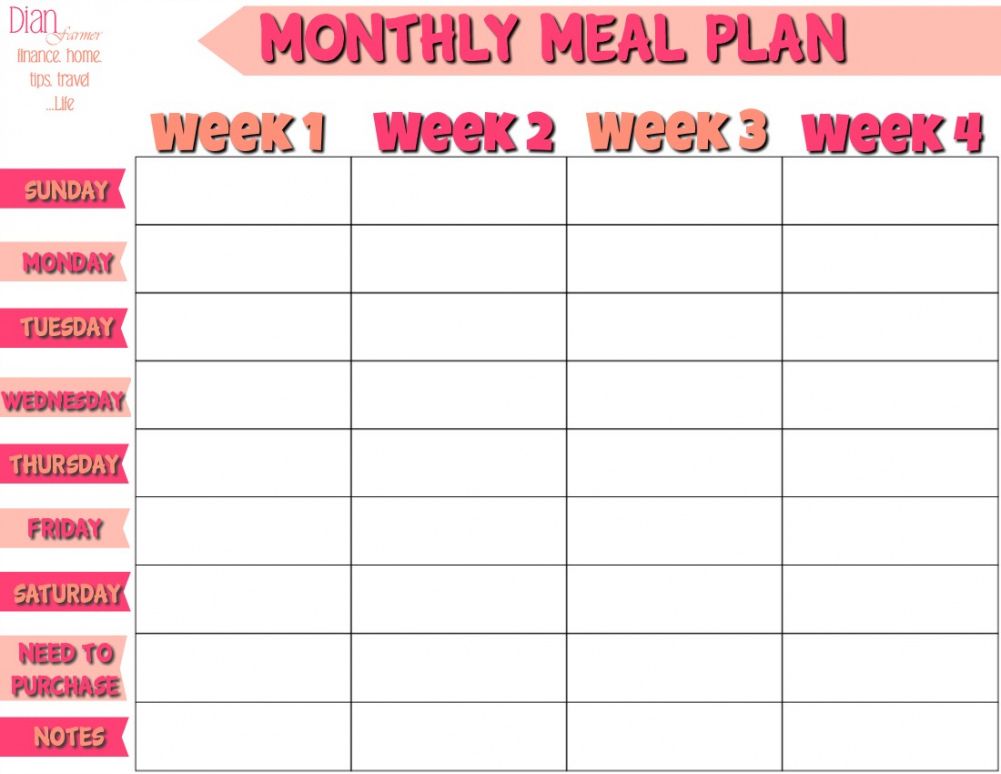 Free Monthly Lunch Menu Template  Sample