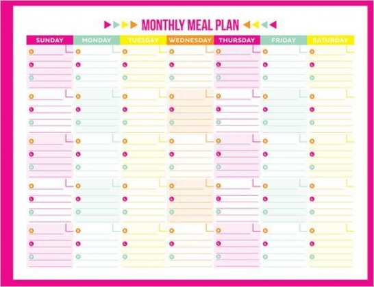 Free Monthly School Lunch Menu Template Excel Sample