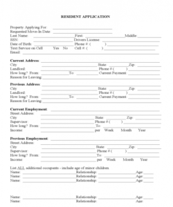 House Rental Application Form Template Doc Example