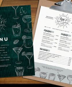 Printable Beverage Menu Template Excel Sample