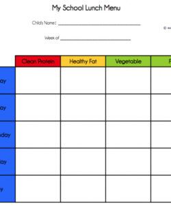 Printable Daycare Lunch Menu Template Doc