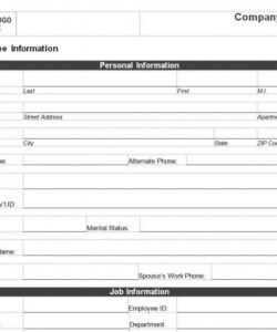 Professional New Employee Data Form Template  Example