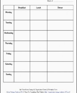 Professional Weekly Dinner Menu Template Doc