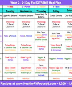 21 Day Fix Menu Template Excel Example