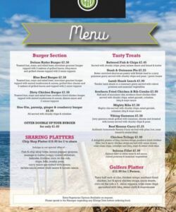 Best Golf Club Menu Template Excel Example