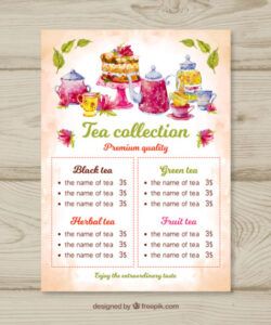 Best Tea Menu Template Excel Example