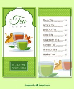 Best Tea Menu Template Pdf Sample