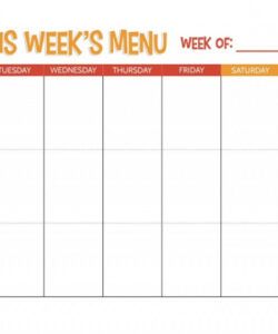 Best Weekly Dinner Menu Planner Template Excel Example