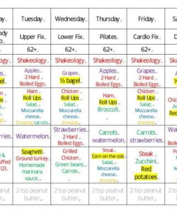 Costum 21 Day Fix Menu Template Word Example