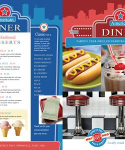 Costum American Diner Menu Template Excel Sample