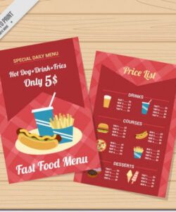 Editable American Diner Menu Template Pdf Sample