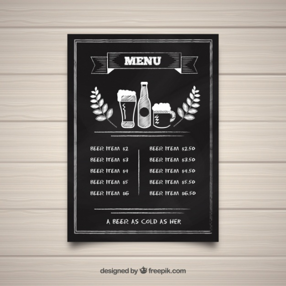 Editable Bar Food Menu Template Excel Sample