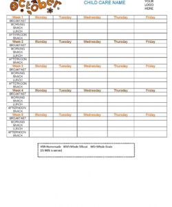 Editable Care Home Menu Template