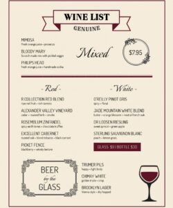 Editable Wine Dinner Menu Template