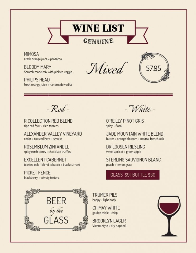 Editable Wine Dinner Menu Template Minasinternational