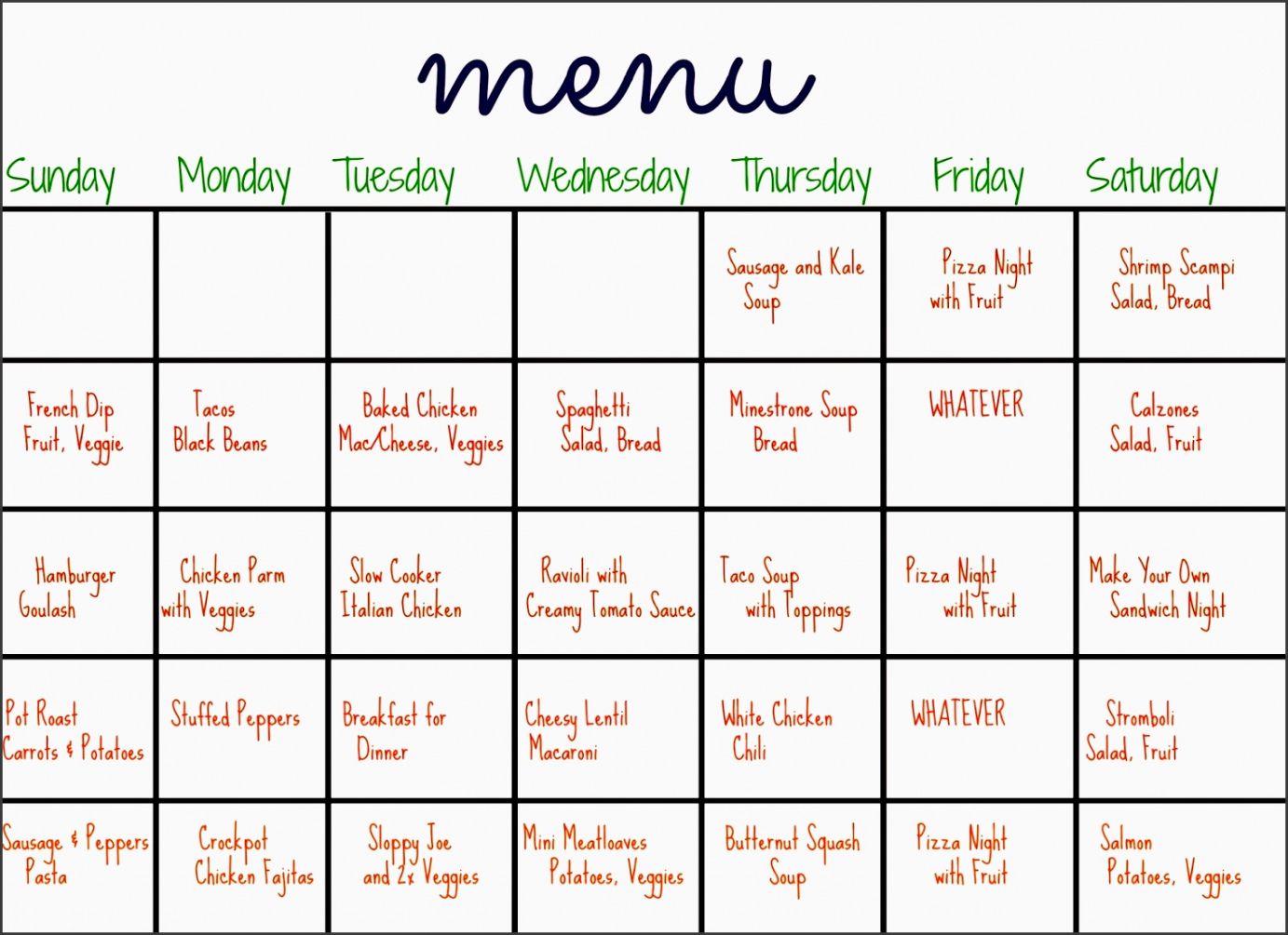 Free 5 Course Meal Menu Template Word Example