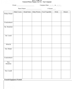 Free Camping Menu Planner Template