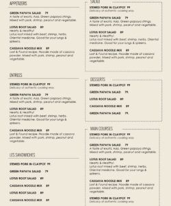 Free Family Restaurant Menu Template Word Sample