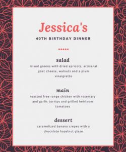 Free Italian Dinner Party Menu Template Word