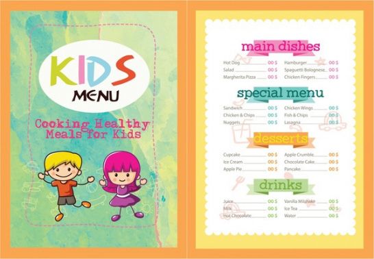 Free Kids Menu Design Template Excel