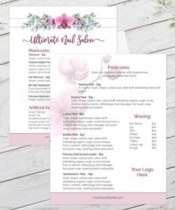 Free Nail Spa Service Menu Template Doc Sample