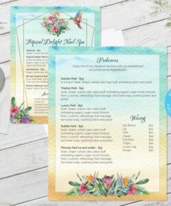 Free Nail Spa Service Menu Template  Sample