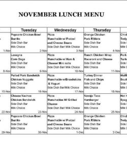 Free School Cafeteria Menu Template Pdf