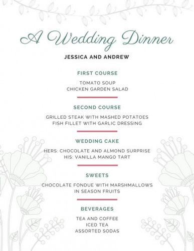 5 Course Meal Menu Template