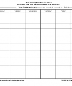 Professional Camping Menu Planner Template Excel