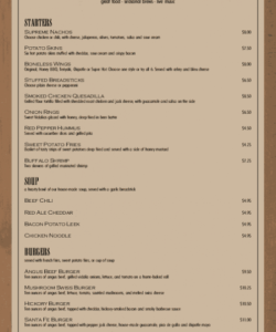 Professional Irish Pub Menu Template Word Sample