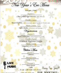 Professional New Years Eve Menu Template  Example