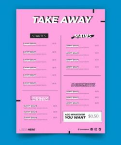 Take Out Menu Template Pdf Sample