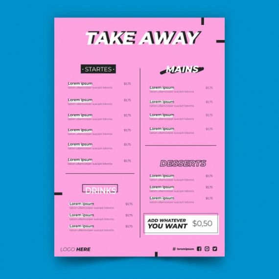 Take Out Menu Template