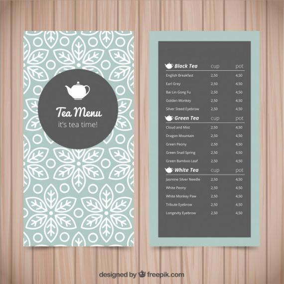 Tea Menu Template