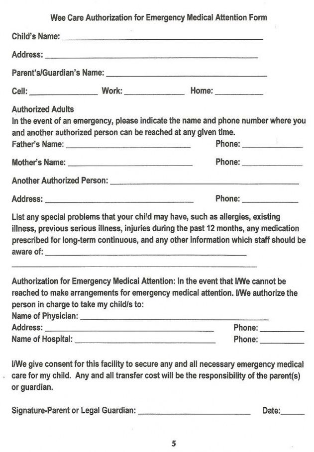 Best Emergency Medical Information Form Template Doc