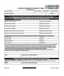 Best Emergency Medical Information Form Template Excel