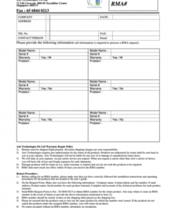 Best Return Material Authorization Form Template Doc